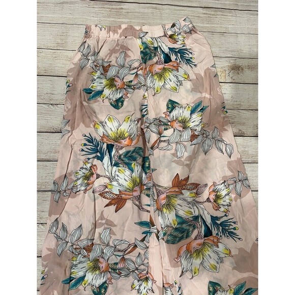 Maze Floral Multicolored Wide Leg Paper Bag Pant Rayon Size Large - Picture 2 of 7